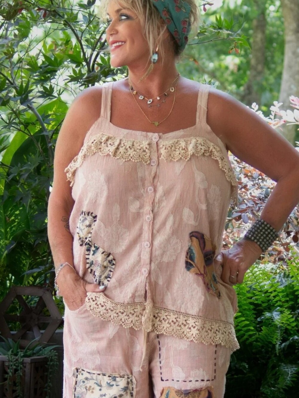 #1783 Jaded Gypsy Sweet Meadows Designer Lace Tank